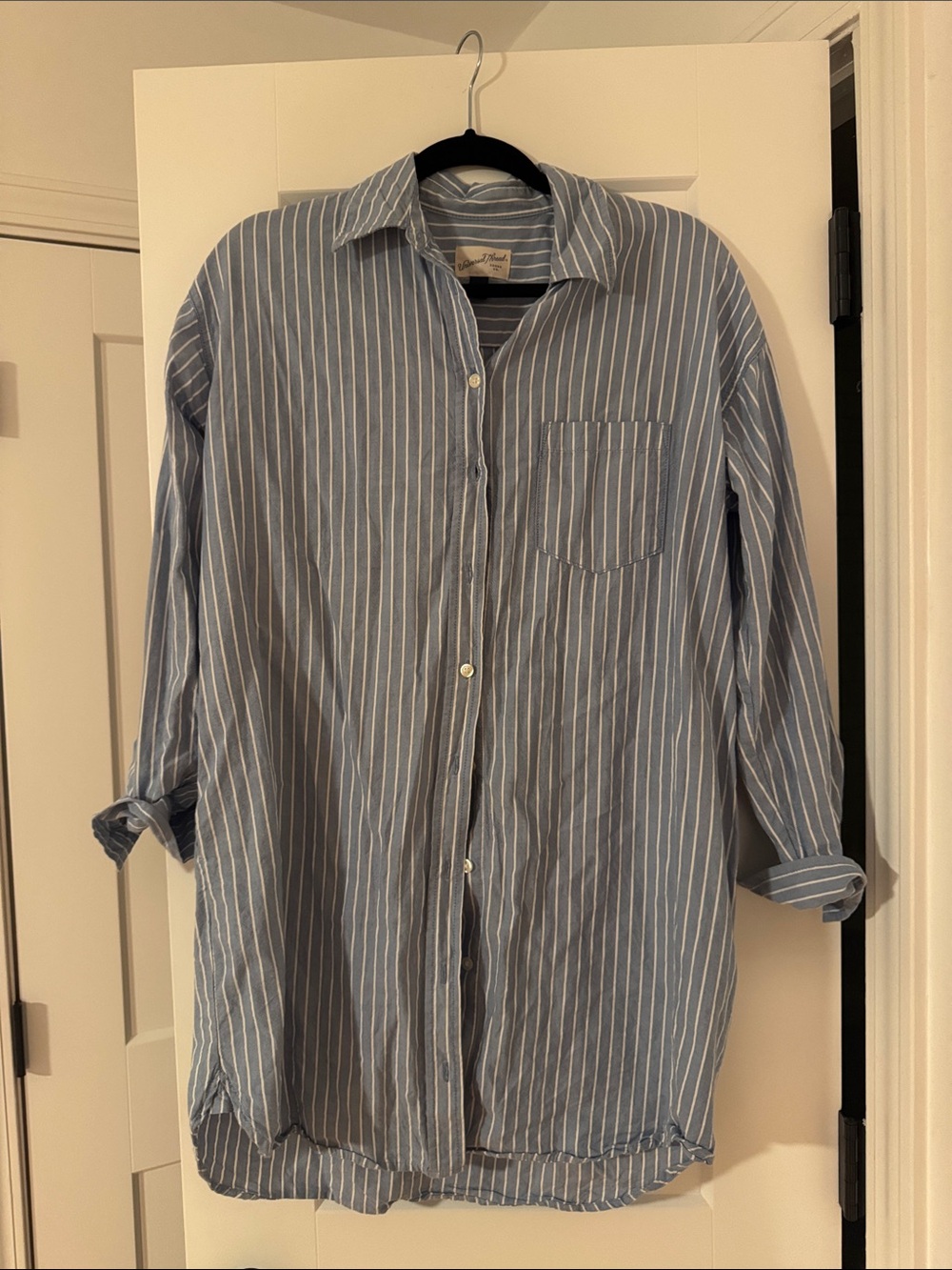 Universal Thread Light Blue Stripe Oversized Button-Up Shirt